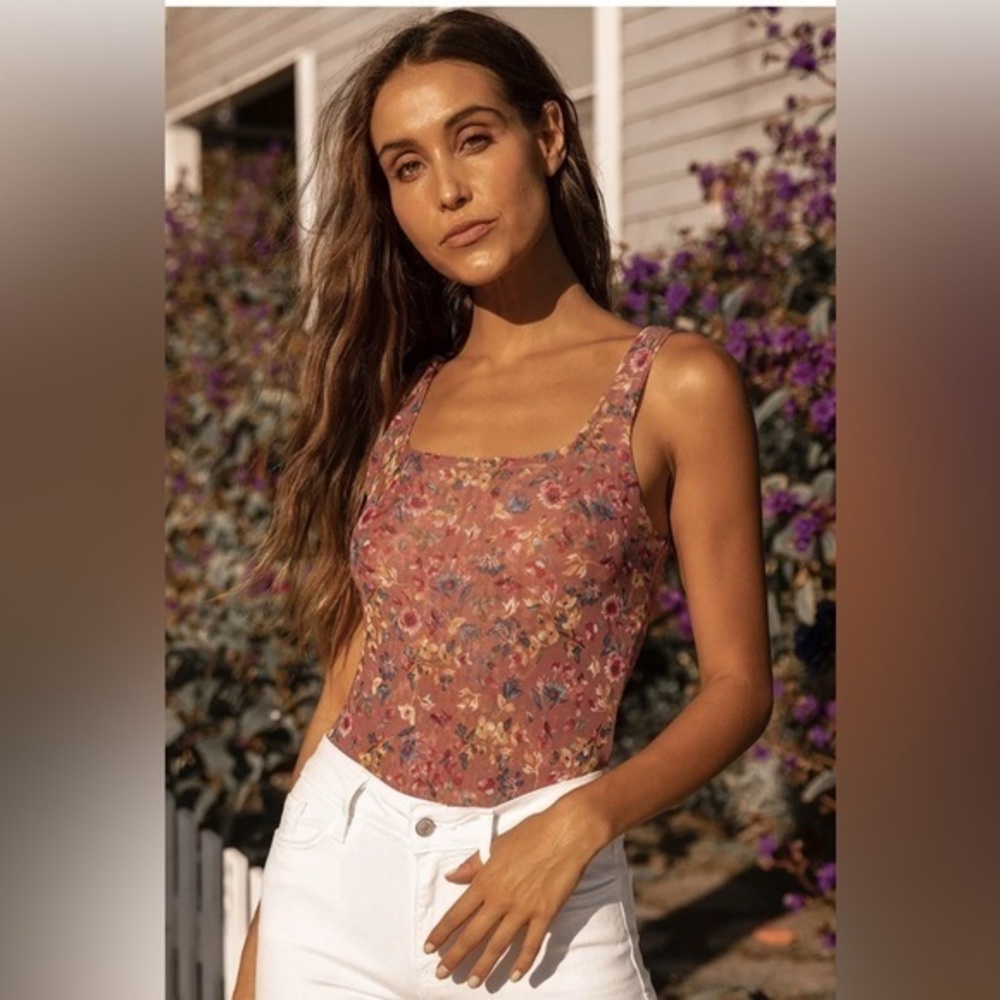 Lulus Floral‎ Sleeveless Top - Pink